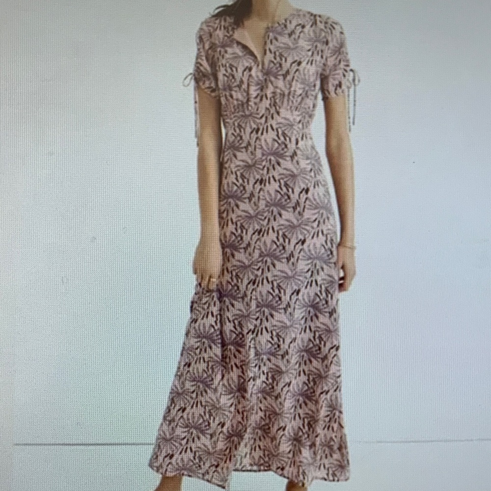 Madewell Pink and Black Leaf Print Maxi Dress